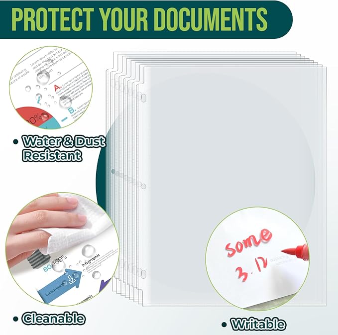Sheet Protectors 8.5 x11 Inch Clear Page Protectors for 3 Ring Binder,300 Pack Plastic Sleeves for Paper,Documents and Photos,Top Loading Binder Sleeves Paper Protector Letter Size