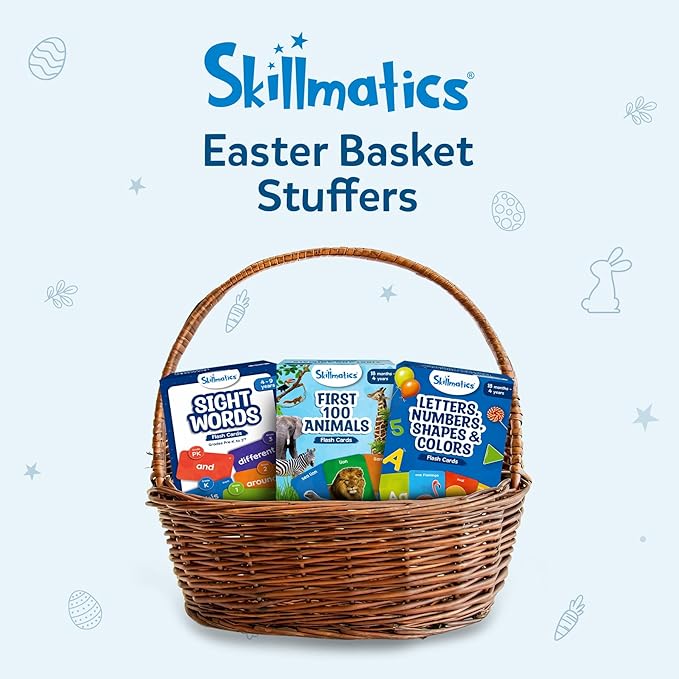 Skillmatics Thick Flash Cards for Toddlers - Letters, Numbers, Shapes & Colors, Easter Basket Stuffers, Montessori Toys, Preschool Learning Activities & Aids, Gift for Kids Ages 1, 2, 3, 4 Years