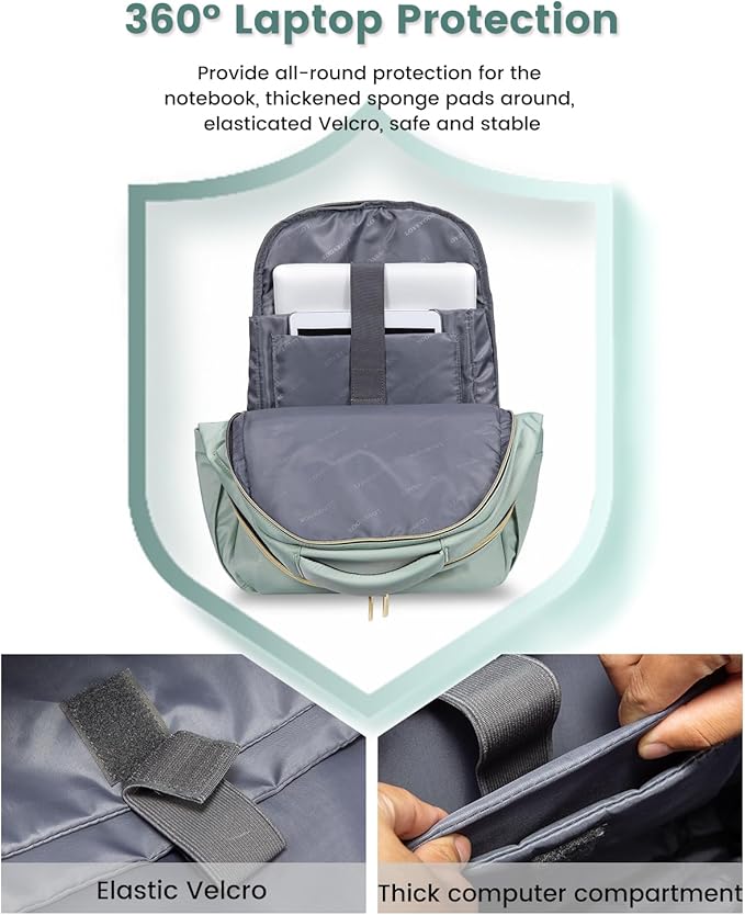 LOVEVOOK Laptop Backpack for Women, 17 Inch Slim Computer Bag with Separate Computer Compartment for Work Travel Business