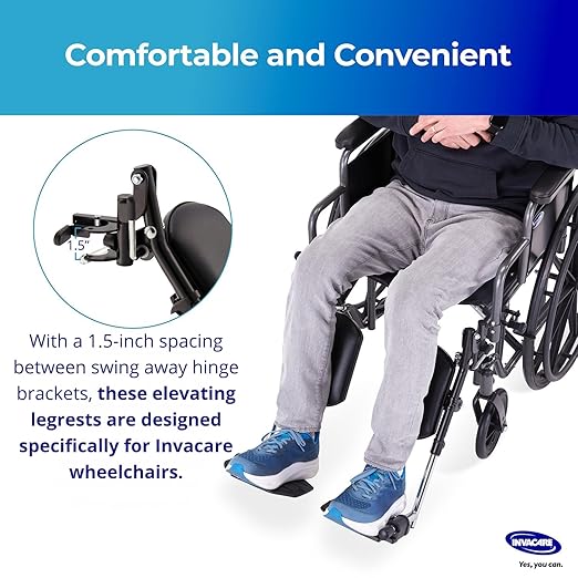 Invacare Wheelchair Elevating Legrest with Padded Calf Support, Footrest with Swing Away Function, Adjustable Length and Aluminum Footplate, Tool-Free Installation, Designed for Invacare Wheelchair