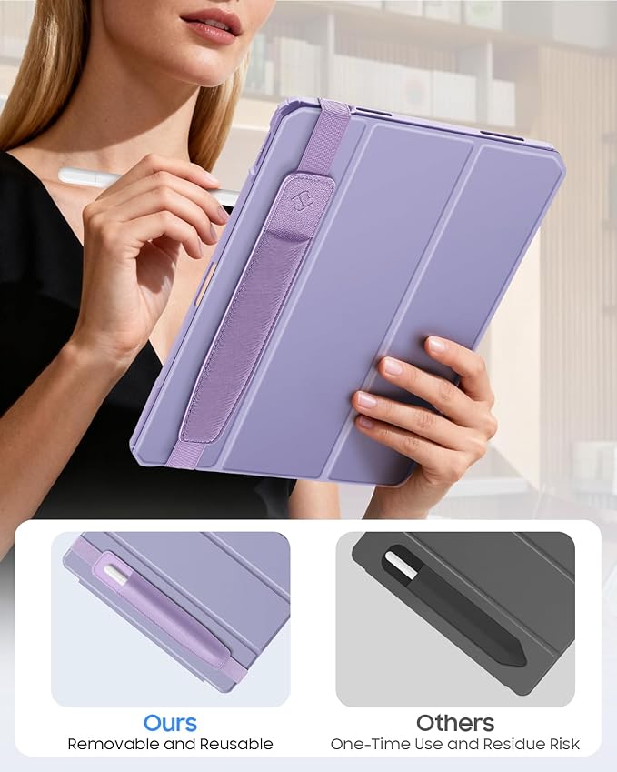 Fintie Detachable Pencil Holder with Elastic Band for iPad Case - Elastic Stylus Pouch Compatible with Apple Pencil Pro, Apple Pencil (USB-C / 1st / 2nd Gen) and Other Similar Size Stylus, Purple