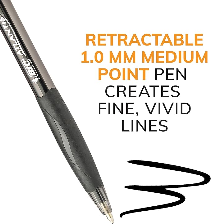 BIC Glide Blue Retractable Ballpoint Pens, Medium Point (1.0mm), 12-Count Pack, Ultra Smooth Writing Blue Pens