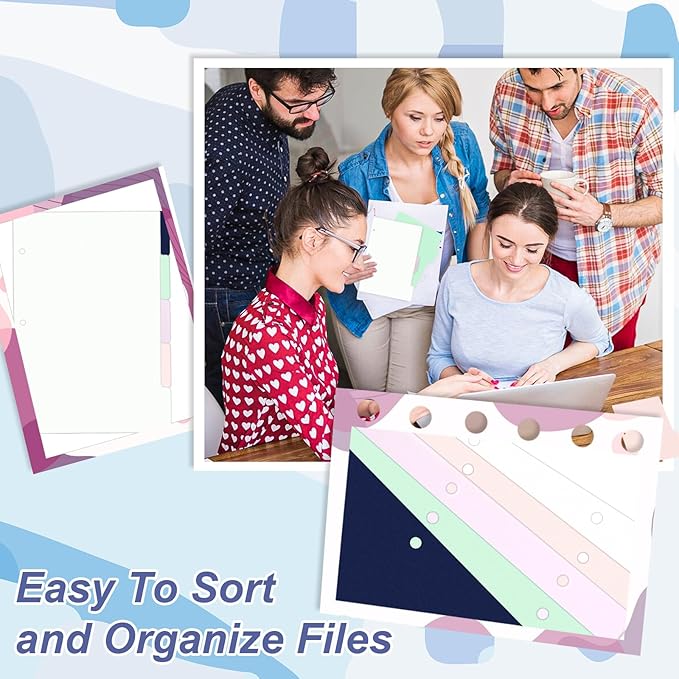 (5.5 x 8.5 inch) 5 Tab 3 Hole Punch Dividers with Tabs Durable Mini Dividers Discbound Notebook-Junior Size 5 Color for Office Meeting