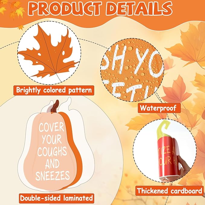Fall Healthy Bulletin Board Set Fall Into Healthy Habits Bulletin Board Autumn Pumpkin Classroom Paper Cutouts Maple Leaves Poster for Thanksgiving Classroom Teacher Chalkboard Office Wall Door Decor
