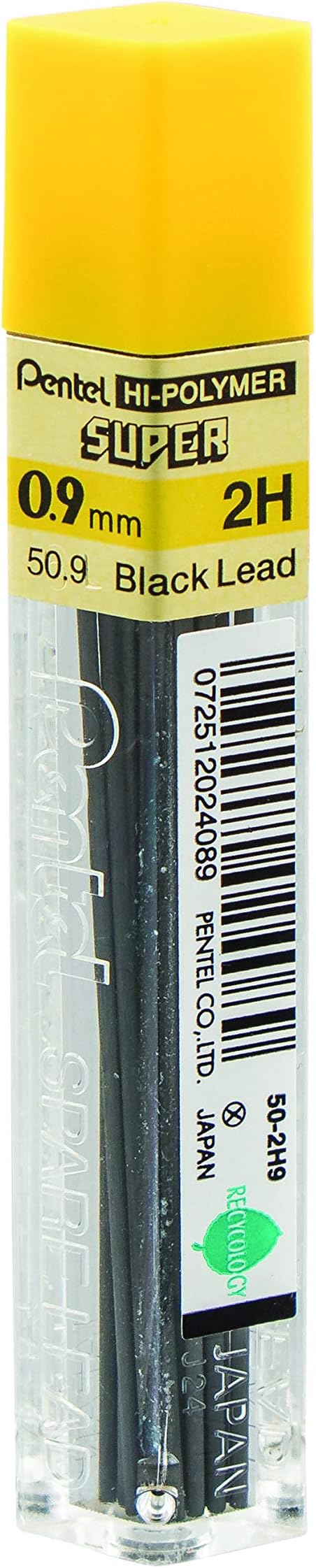 Pentel Super Hi-Polymer Lead Refill, 0.9mm Thick, 2H, 180 Pieces of Lead (50-9-2H)