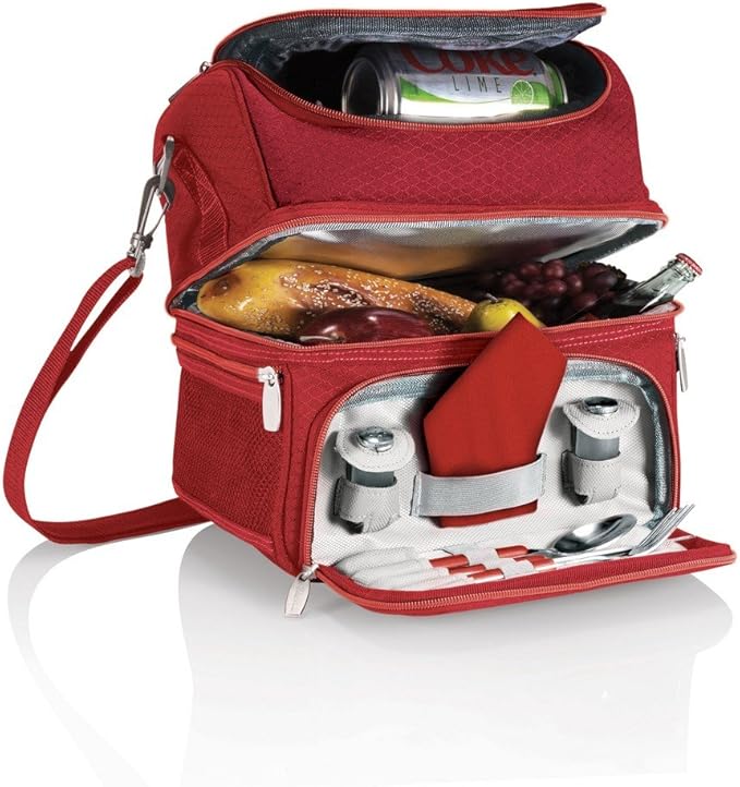 PICNIC TIME NCAA Nebraska Cornhuskers Pranzo Lunch Bag - Insulated Lunch Box with Picnic Set - Lunch Cooler Bag