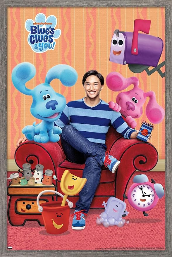Nickelodeon Blue's Clues - Group Wall Poster, 22.4L" x 14.7W", Barnwood Framed Version