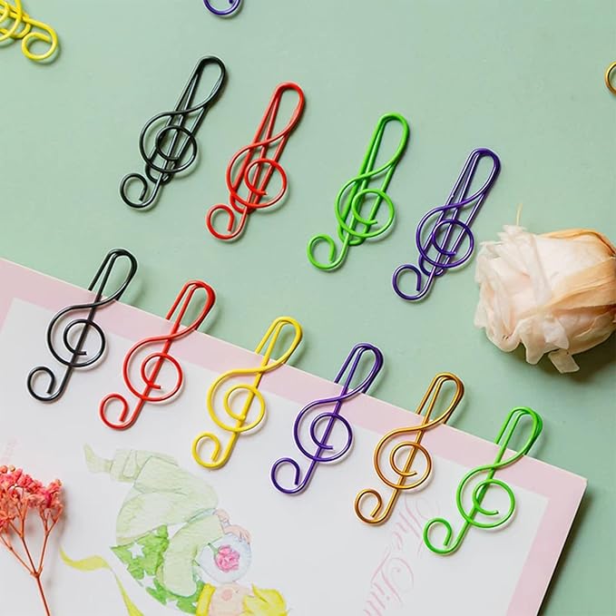 Large Paper Clips, 1.6 Inch, 40mm, 100 Pcs, Multicolored Note Shapes, Smooth & Durable, Suitable for Office School and Personal Use, Plastic Box Packaging