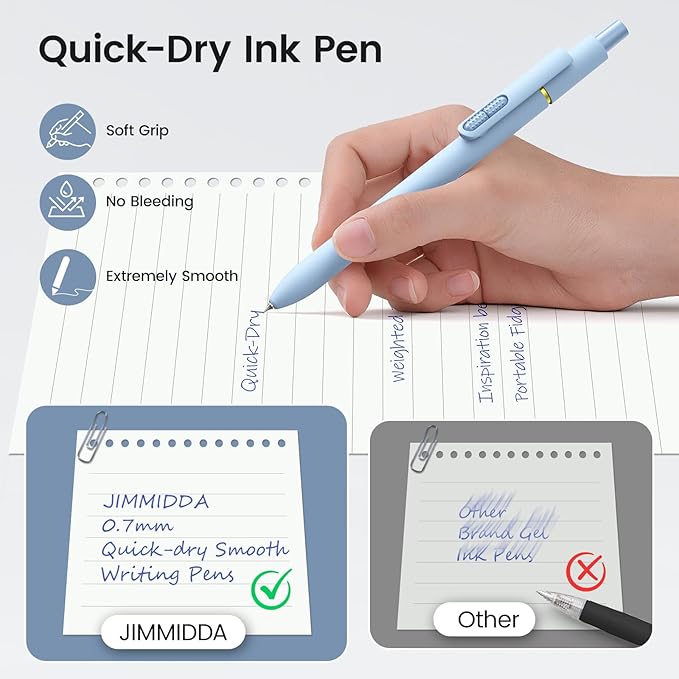 Blue Gel Pens - 16Pcs Blue Ink Pens 0.7mm Medium Point | Smooth Writing - Quick Drying Retractable Pen for Men Women (Vintage + Morandi - 16Pcs)