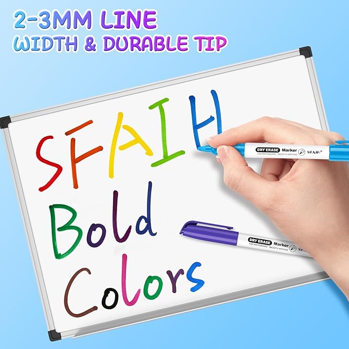 SFAIH Dry Erase Markers Fine tip 12 Colors, 24 Pack (2 Dozen) - Low Odor Whiteboard Markers for Office Teams, Study Groups, Home Schooling, Paper Markers for Kids | 5 Sizes:12/24/48/72/144 Packs