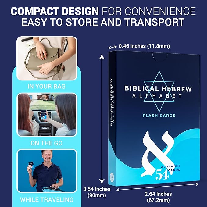 Biblical Hebrew Alphabet Flash Cards – 54 Alef-Bet Letters with Transliteration & Pronunciation – Educational Language Learning Tool for Students & Adults – Briston Hebrew Edition