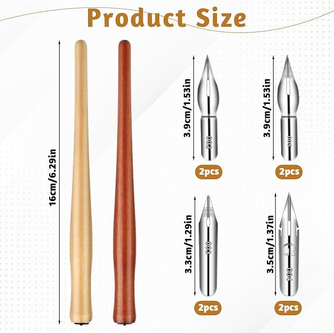 12 PCS Oblique Calligraphy Dip Pen Set Dip Pens Nib Speedball Pens Include Calligraphy Oblique Pen Holder or Straight Holder Replacement Nibs for Painting Signing Writing Present