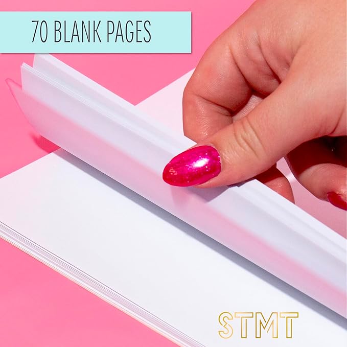 STMT DIY Journal Set, 70-Sheet Hardcover Spiral-Bound Kit, Over 35 Stationery Supplies, Including Stickers, Frames, Pen, Keychain, Glue Stick & More, Girls Gifts