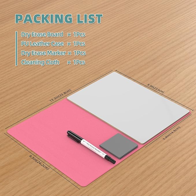 Portable Small White Board,Reusable Dry Erase Board with Stand,Desktop Whiteboard for Office Meeting Bussiness Home 9" x 6" with Marker, Wipe Cloth (Pink)