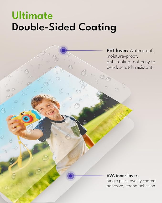 Uinkit 10mil Thicker Self Sealing Laminating Pouches 8.5 x 11", 10Pack Double-Sided Peel & Stick for Documents, Kids Art, Posters, Crafts - No Heat Machine Need