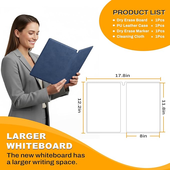 Small Dry Erase Board,12" x 9" Portable Dry Erase White Board,Double-Sided Folding Whiteboard with Pen(Grey)