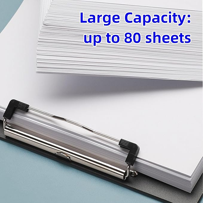 Plastic Clipboards, [Pack of 10] A4 Clipboard Folder 12.5x9 Inch Clip Boards with Secure Hold for Office & Classroom Supplies - Black