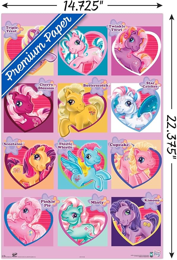Trends International Hasbro My Little Pony - Chart Wall Poster, 14.725" x 22.375", Premium Poster & Mount Bundle