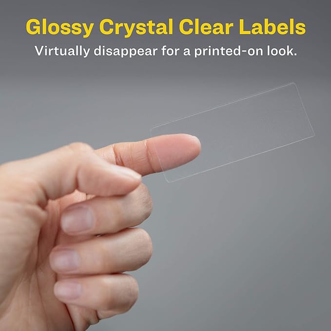 Avery Address Labels Clear 1" x 2-5/8" | Glossy | Sure Feed Technology | For Laser & Inkjet Printers | 300 Labels, Pack of 5