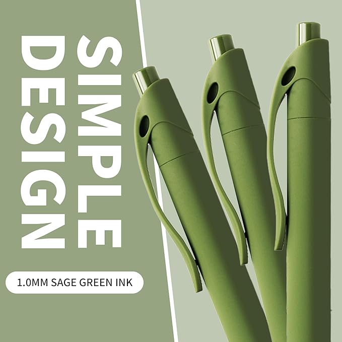 deegtran Pens Bulk, 50 Pack No Bleed Sage Green Click Pen, Wholesale Retractable Ballpoint Pens, Pens Medium Point, Smooth Ink Pen, 1.0MM Sage Green Ink