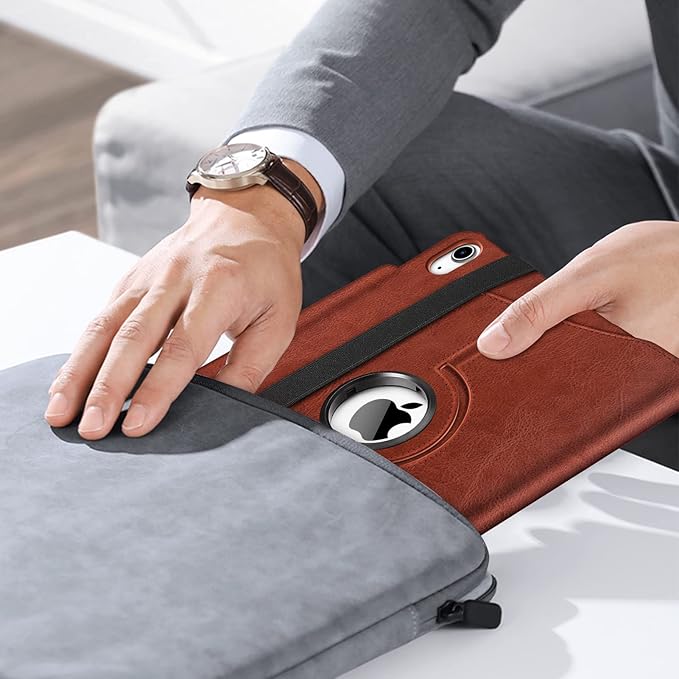 Fintie Rotating Case for iPad (A16) 11th Generation 11 Inch (2025), iPad 10th Generation 10.9 Inch (2022) - [Built-in Pencil Holder] 360 Degree Rotating Protective Stand Cover, Brown
