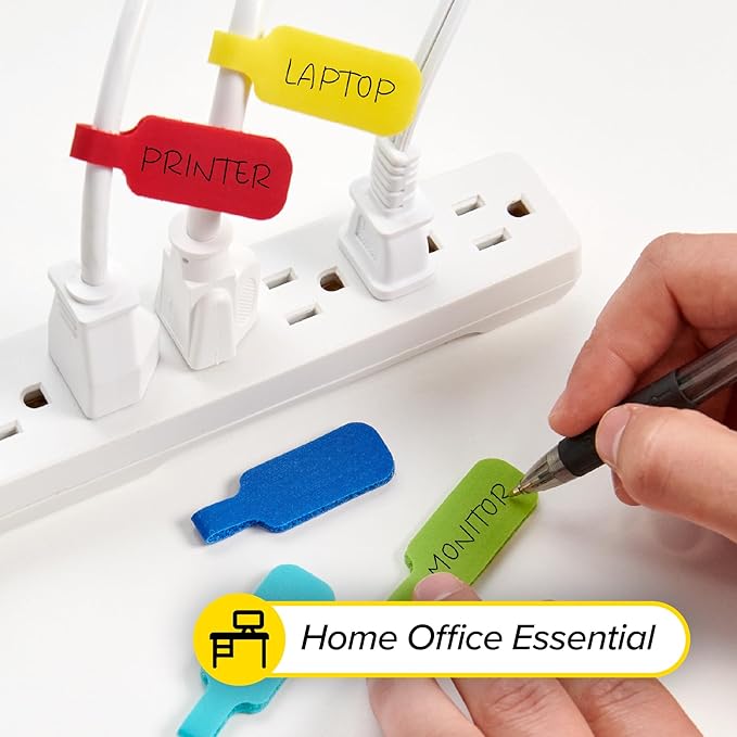 Wrap-It Storage - Cable Labels, Medium, Multi-Color (30-Pack) Write On Cord Tags for Wire Management and Identification