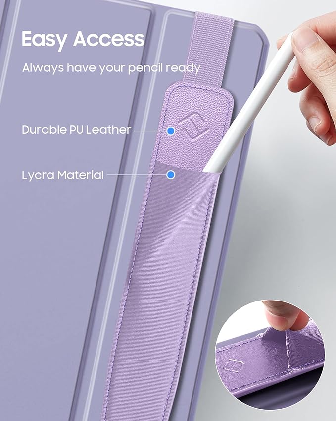Fintie Detachable Pencil Holder with Elastic Band for iPad Case - Elastic Stylus Pouch Compatible with Apple Pencil Pro, Apple Pencil (USB-C / 1st / 2nd Gen) and Other Similar Size Stylus, Purple