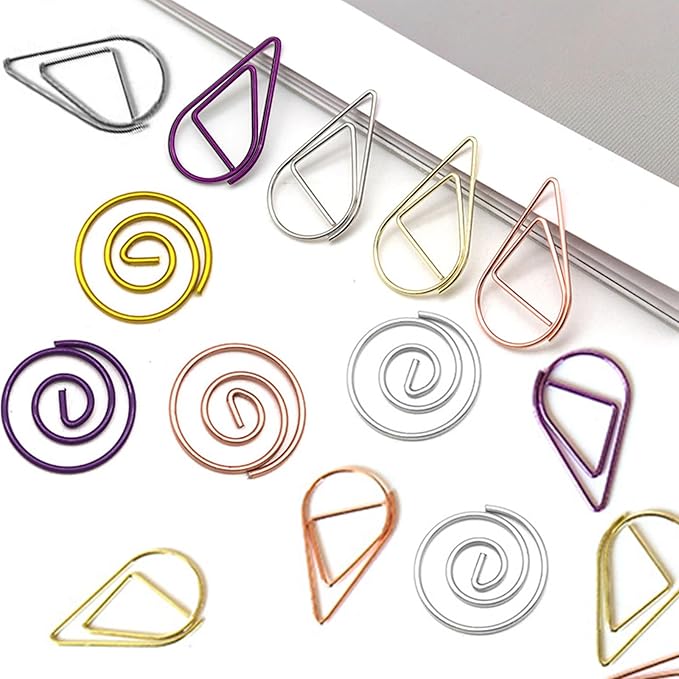 Hesena 320 Pcs Cute Paper Clips Set, 160 Pcs Round & 160 Pcs Teardrop Shape Paper Clipss, for Office and Home (Circular+Droplet)