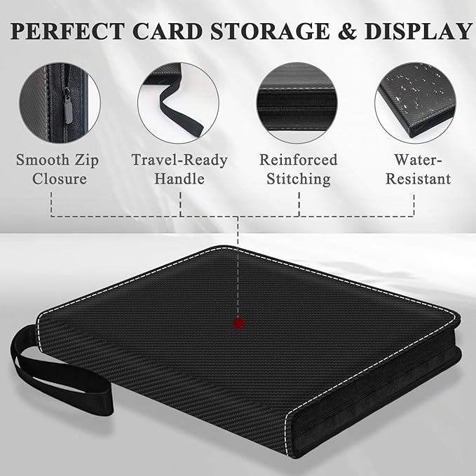 Trading Card Binder 9 Pocket, Toploader Binder with 900-Capacity Double-Sided Sleeves, Top Loader Binder for Cards, Baseball, Football, Sports, MTG, TCG Collector Album.