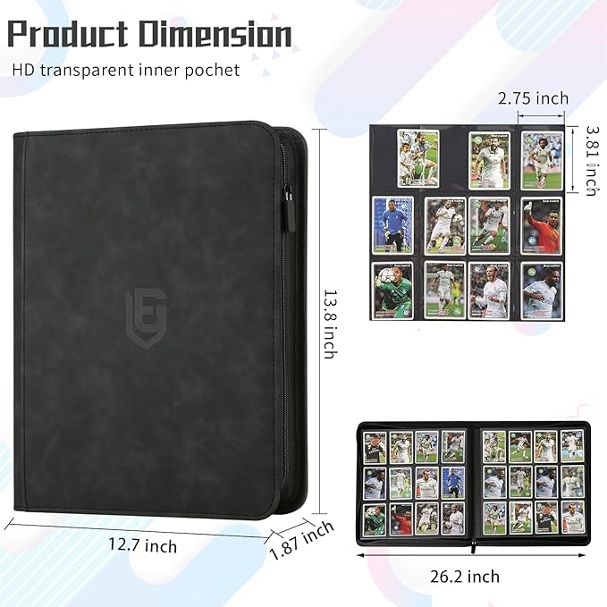 12 Pocket Card Binder,720 Pocket Trading Card Binder，Side Loading Collectible Card Albums for MTG, for TCG Football, Sports, Game Cards Black