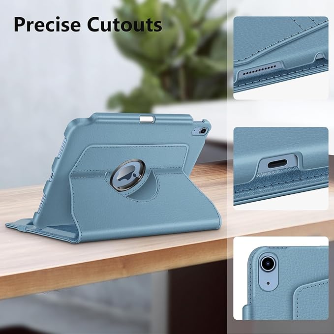Fintie Rotating Case for iPad (A16) 11th Generation 11 Inch (2025), iPad 10th Generation 10.9 Inch (2022) - [Built-in Pencil Holder] 360 Degree Rotating Protective Stand Cover, Ocean Blue
