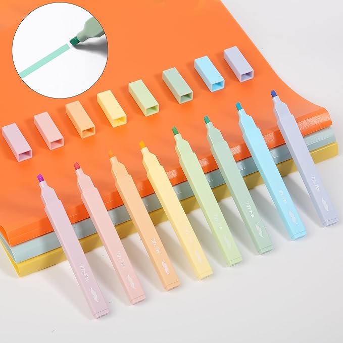 Mr. Pen- Aesthetic Highlighters, 8 pcs, Chisel Tip, Pastel Colors, Cute Highlighters Assorted Colors (Pack of 2)