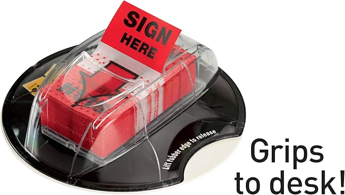 Post-it Message Flags, Sign Here, 200/Desk Grip Dispenser, 1 Dispenser/Pack, 1 in Wide, Red (680-HVSHR)