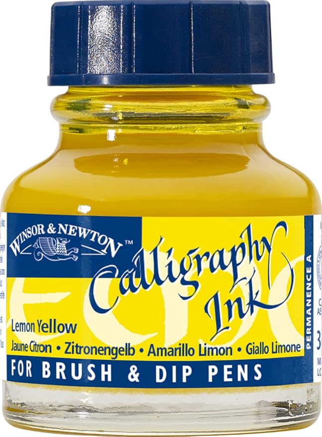 Winsor & Newton Calligraphy Ink, 30ml (1-oz) Bottle, Lemon Yellow