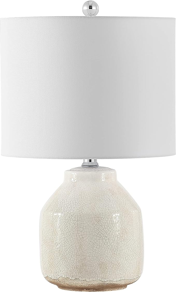 SAFAVIEH Lighting Collection Traken Modern Antique White Ceramic 22-inch Bedroom Living Room Home Office Desk Nightstand Table Lamp (LED Bulb Included)