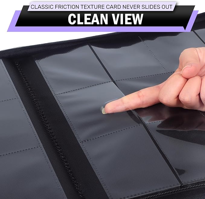 12 Pocket Card Binder, Zipper Trading Card Binder, 720 Large Capacity Side Loading Non-Ring Card Album, Double Sided Acid-Free Card Protector Binder, Card Collection for TCG, MTG, Sport Card, Purple