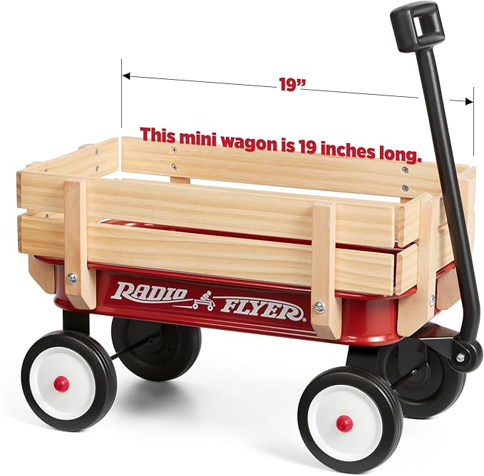 Radio Flyer 19 Inch Miniature Wagon Small Toy Rolling Cart for Ages 1.5+ Indoor Outdoor Play Baby Shower Decor Display Prop and Interactive Play
