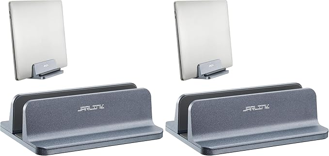 JARLINK Vertical Laptop Stand, Aluminum Laptop Holder Desktop Stand with Adjustable Dock Size (up to 17.3 inches) Compatible with All MacBook/Surface/Dell/Gaming Laptops (Gray) (Pack of 2)