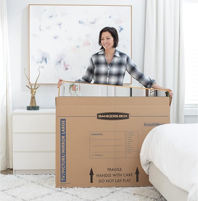 Bankers Box Medium - up to 40" TV/Picture/Mirror - Moving Box 4 Pack, 37 x 4 x 27 in (7711201)