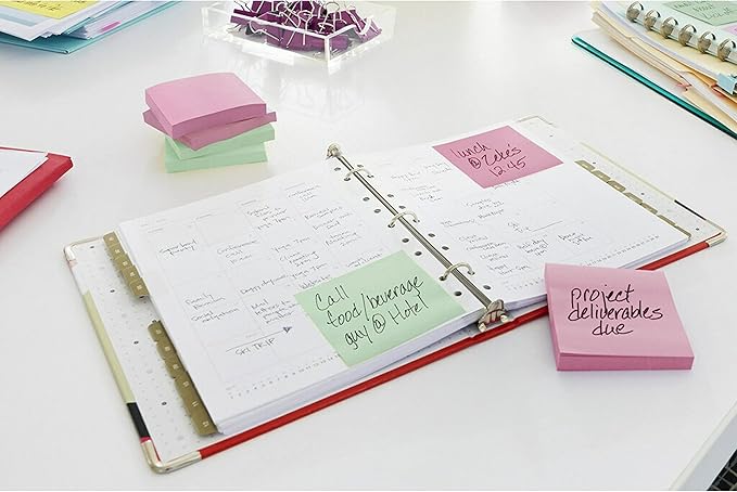 Post-it Notes, 3 in x 3 in, 12 Sticky Note Pads, 100 Sheets per Pad, Beachside Café Collection, School Supplies and Office Products