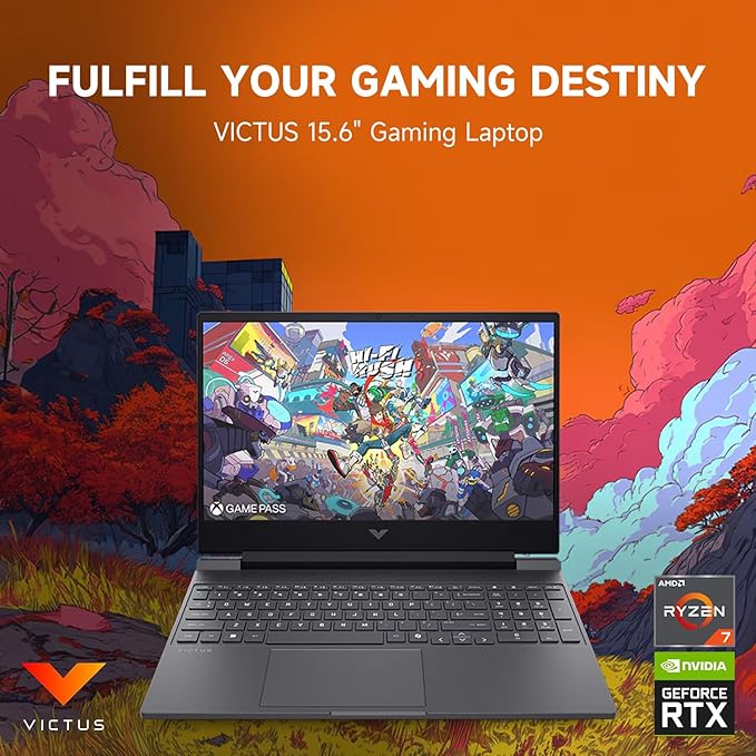 HP Victus RTX 4050 AI Gaming Laptop with Copilot, 15.6 FHD 144Hz, AMD Ryzen 7 7445HS(Beats Intel i7-13700), NVIDIA RTX 4050, 64GB DDR5 RAM, 1TB SSD, Backlit KB, Bundle with PCO Laptop Cooler