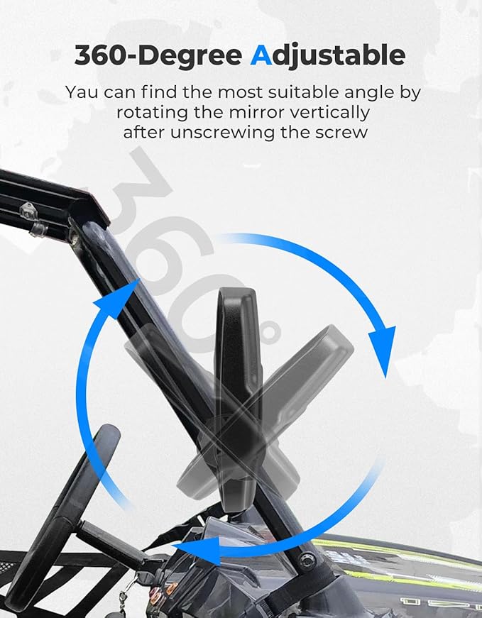 KEMIMOTO Mini Youth UTV Side Mirrors Fits 0.75 in - 1.25 in Roll Cage Compatible with Polaris RZR 170 Ranger RZR 170 KAYO S200, Go Karts, Golf Cart, XTV Boat Mirrors Shatter Proof Tempered Glass