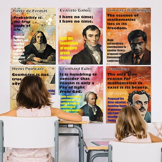 1step2dream Mathematician Posters Set | Math Classroom Decor, Middle School Math Posters, Engaging Science Classroom Decorations & Bulletin Board Kits - 11x14 Inch Motivational Wall Art for Math Enthusiasts