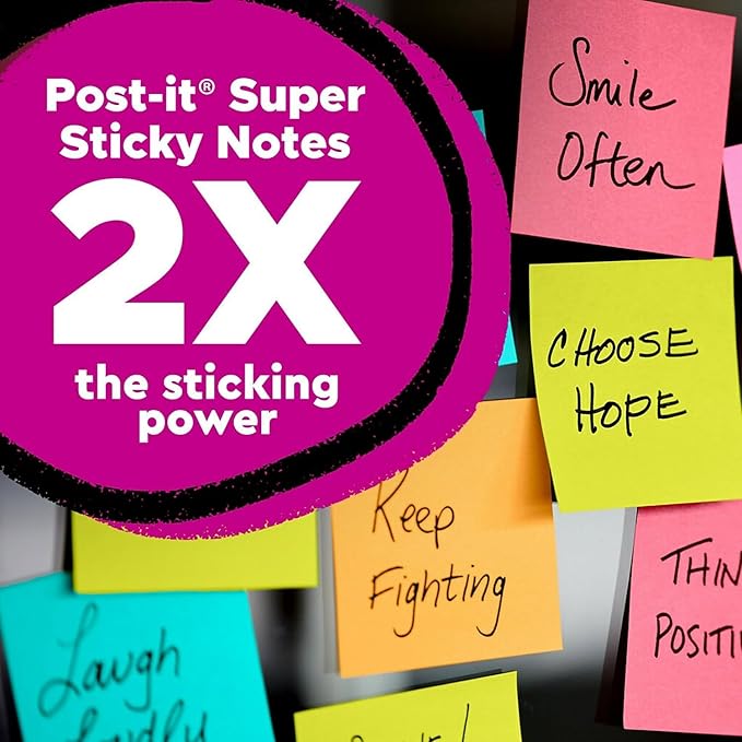 Super Sticky Note Pad, 3 90-Sheet Pads/Pack