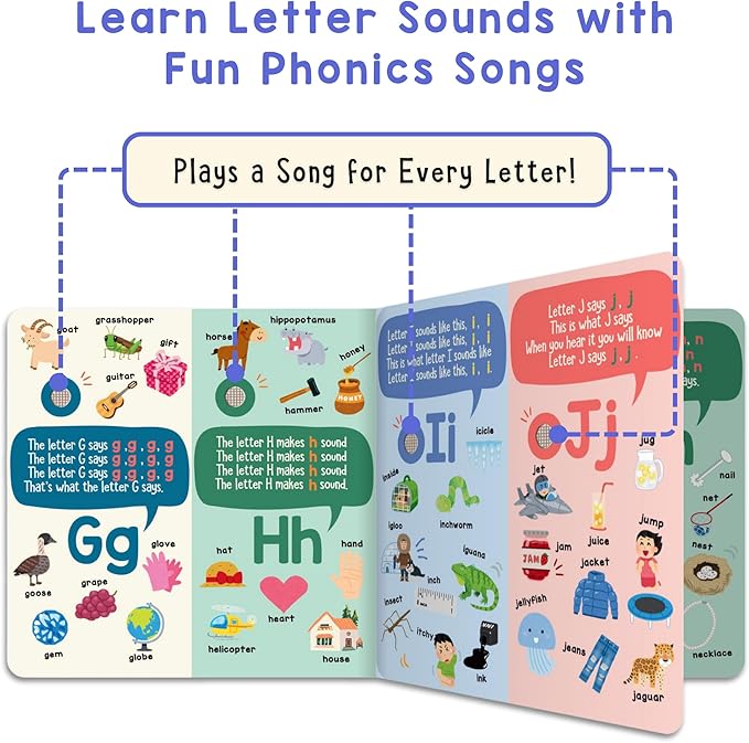 LEARNING BUGS Phonics Songs Book, 26 Letter Sound Songs, Preschool & Kindergarten Learn to Read for 3 Year olds, Perfect Toy and Gift for Toddlers Ages 2+
