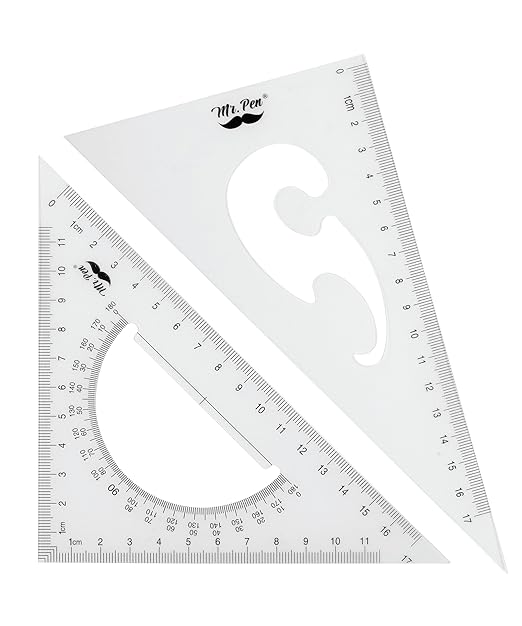 Mr. Pen- Triangle Ruler, 2 Pack, 17&11, 30/60 & 45/90, Right Triangle Ruler for Drawing, 30/60 Degree Triangle Plastic, 30 60 90 Triangle, Drawing Triangle Angle