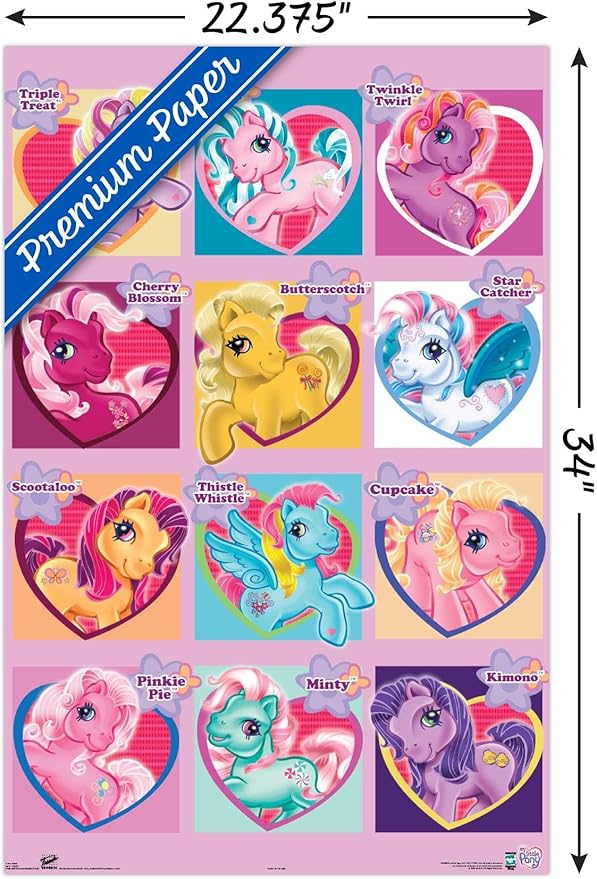 Trends International Hasbro My Little Pony - Chart Wall Poster, 22.375" x 34", Premium Poster & Mount Bundle
