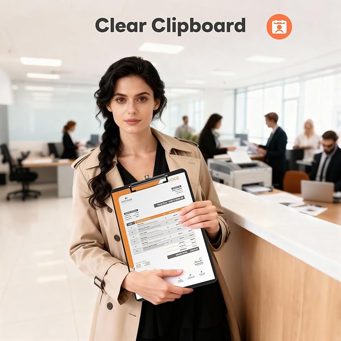 Plastic Clipboard, 12.5 x 9'' Letter Size for Classroom, Students, Teacher, Nurse, A4 Black 8.5 x 11'' Clip Board with Low Profile Black Clip, Office & School Supplies