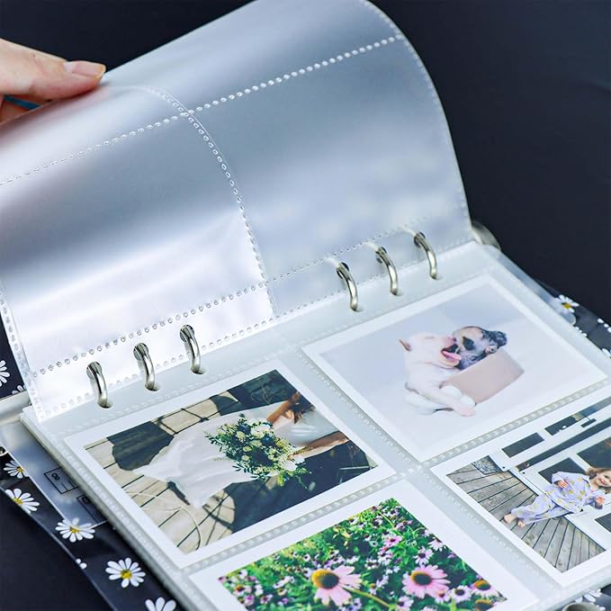 A5 Photocard Sleeves 20pcs Frosted Sheet Protectors 2.5'' x 3.7'' 4 Pocket Picture Card Insets PP Photo Album Refill Pages for 6 Ring Binder (Frosted, A5-4Pocket)