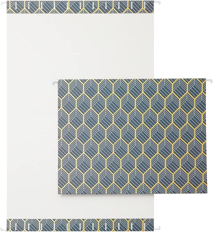Paper Junkie Geometric Hanging File Folders - Letter Size (11.75 in x 9 in), 12 Pack, Mint, Dusty Pink & Dark Blue - Gold Foil Decorative Folders & Organizer for Office Organization